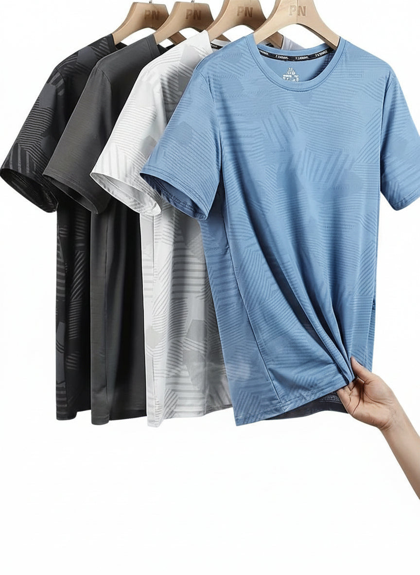 Men's Round Neck Polyester Casual T-shirt (Pack of 4)