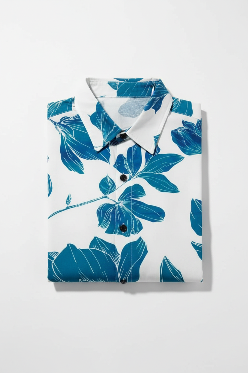 Men's Printed Half Sleeves Regular Collar Casual Shirt