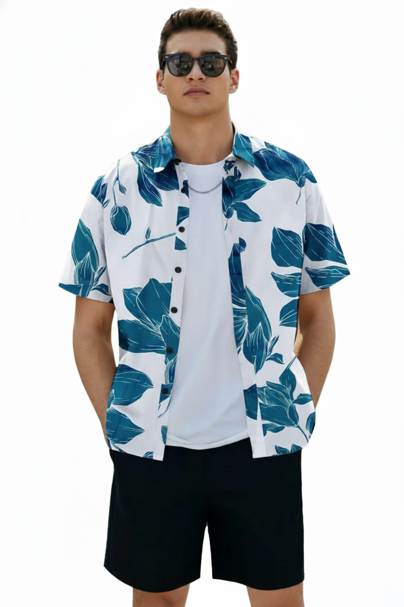 Men's Printed Half Sleeves Regular Collar Casual Shirt